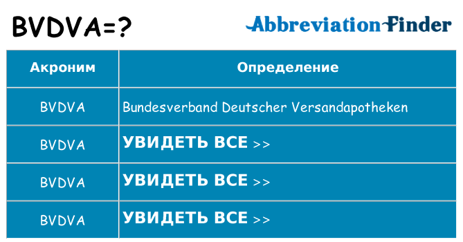 Что означает аббревиатура bvdva