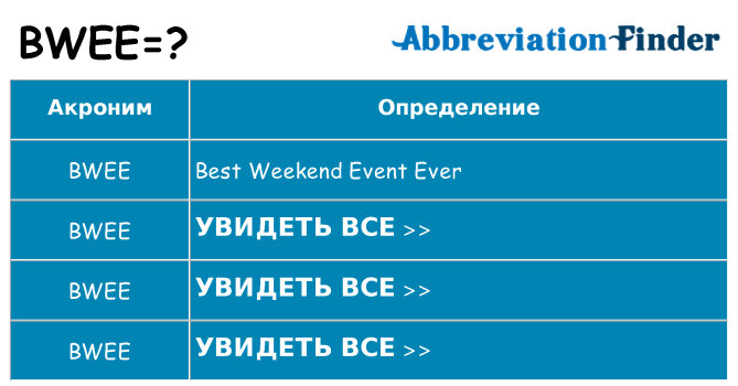 Что означает аббревиатура bwee