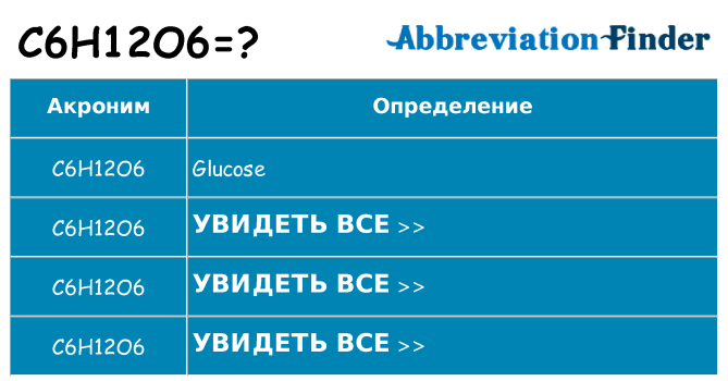 Что означает аббревиатура c6h12o6