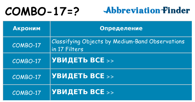 Что означает аббревиатура combo-17