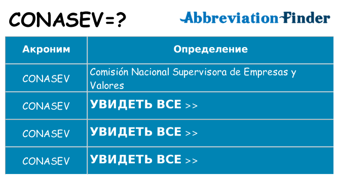 Что означает аббревиатура conasev
