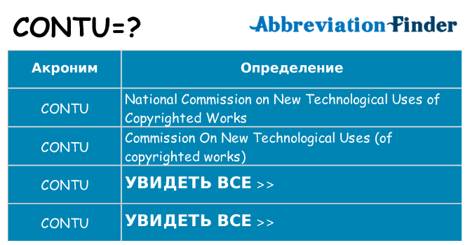 Что означает аббревиатура contu