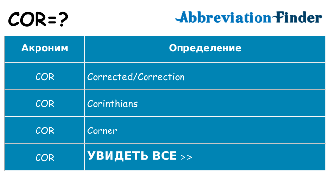 Что означает аббревиатура cor