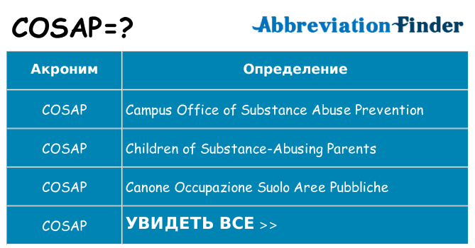 Что означает аббревиатура cosap