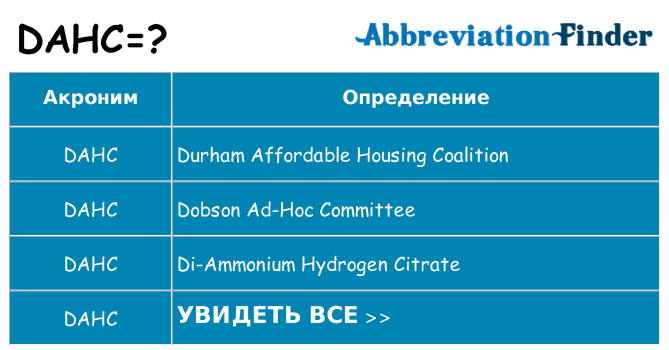 Что означает аббревиатура dahc