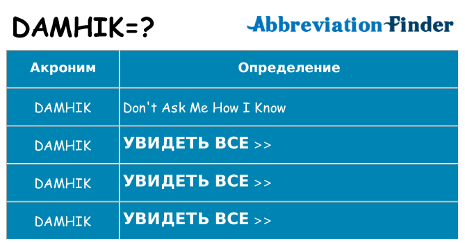 Что означает аббревиатура damhik