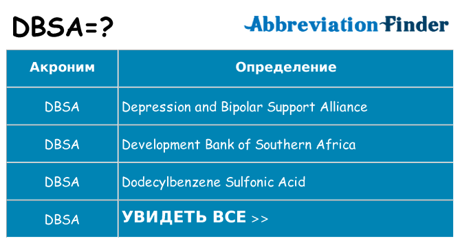 Что означает аббревиатура dbsa