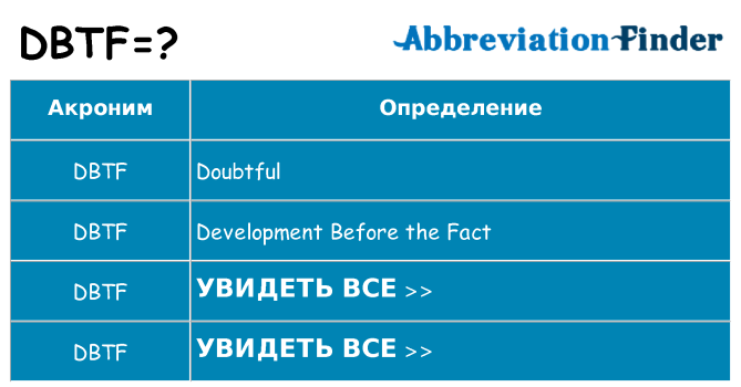 Что означает аббревиатура dbtf
