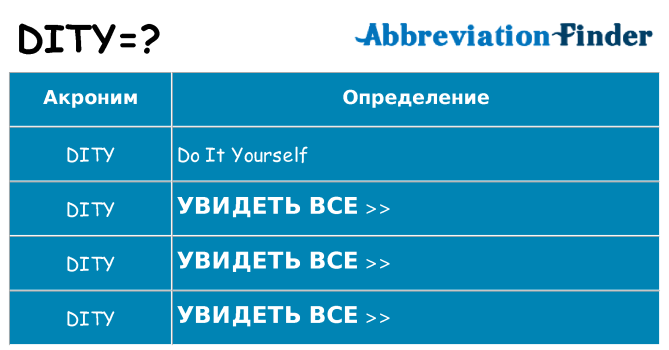 Что означает аббревиатура dity