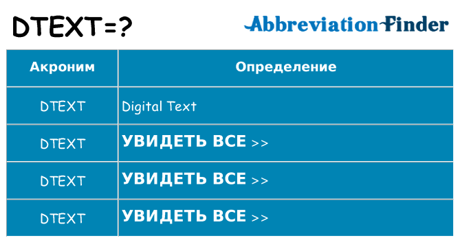 Что означает аббревиатура dtext