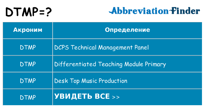 Что означает аббревиатура dtmp