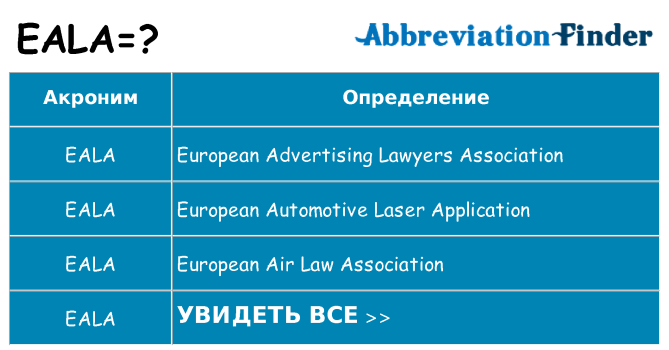 Что означает аббревиатура eala