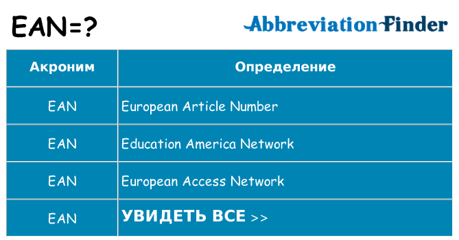 Что означает аббревиатура ean