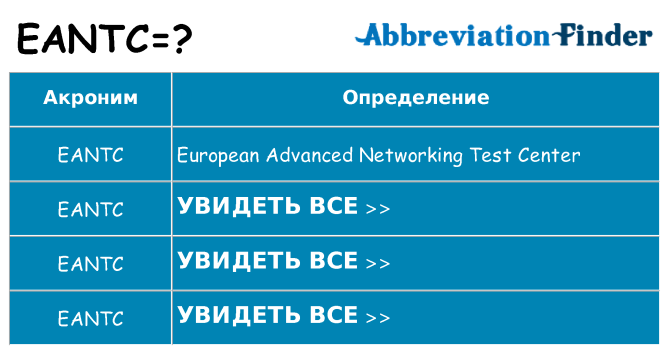 Что означает аббревиатура eantc