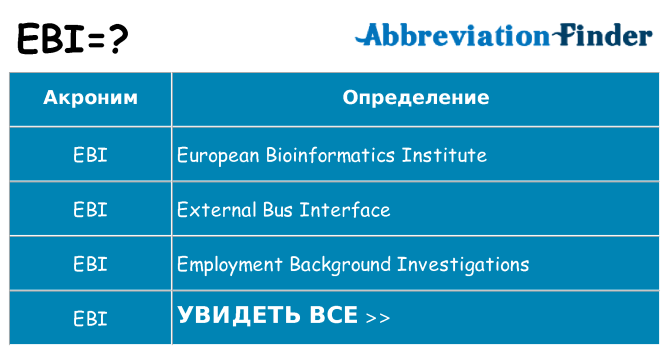 Что означает аббревиатура ebi