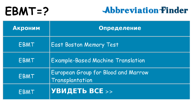Что означает аббревиатура ebmt