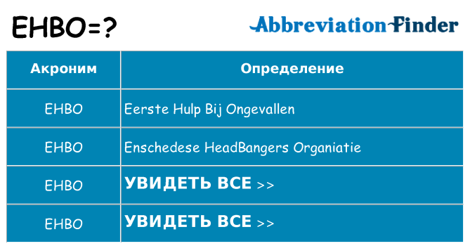 Что означает аббревиатура ehbo