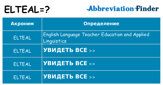 Что означает аббревиатура elteal