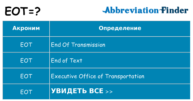 Что означает аббревиатура eot