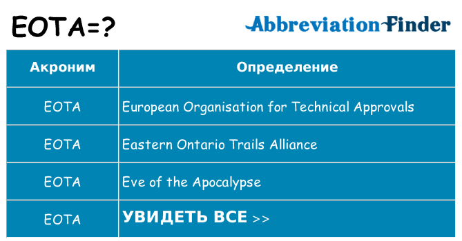Что означает аббревиатура eota