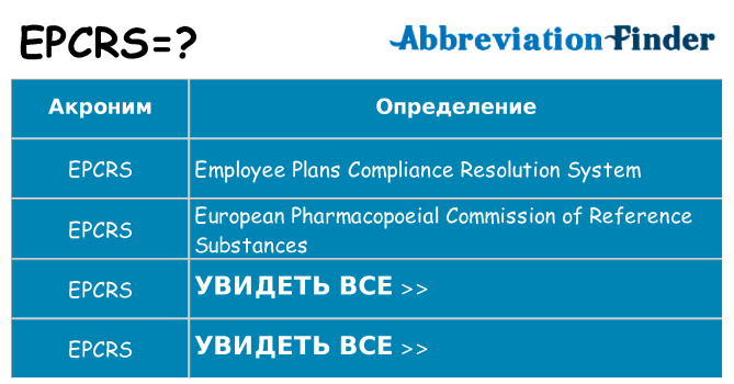 Что означает аббревиатура epcrs