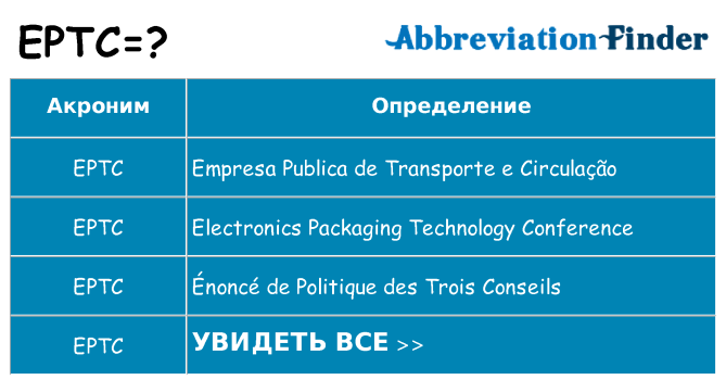 Что означает аббревиатура eptc