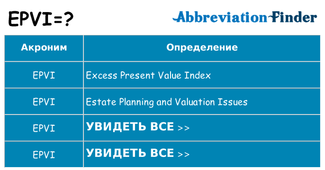 Что означает аббревиатура epvi