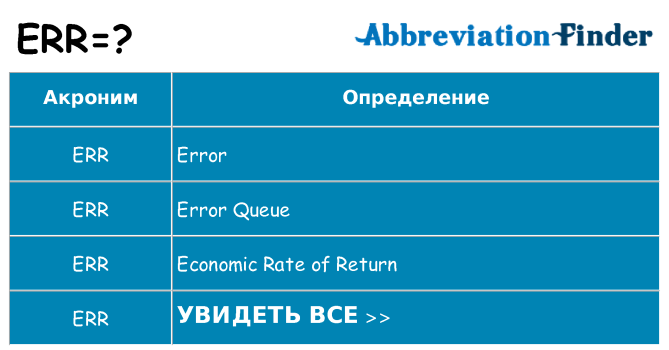 Что означает аббревиатура err