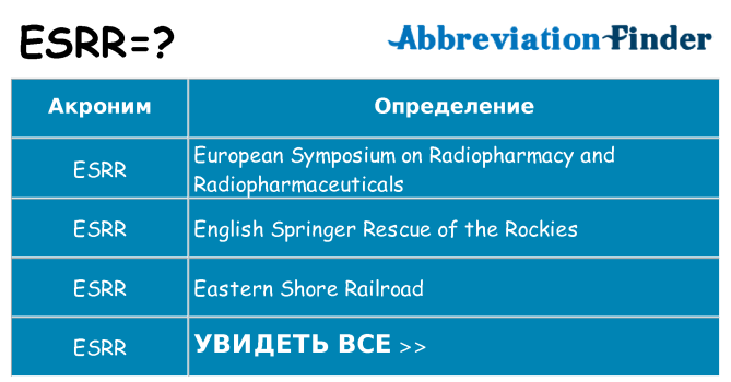 Что означает аббревиатура esrr