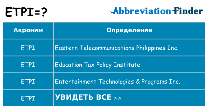 Что означает аббревиатура etpi
