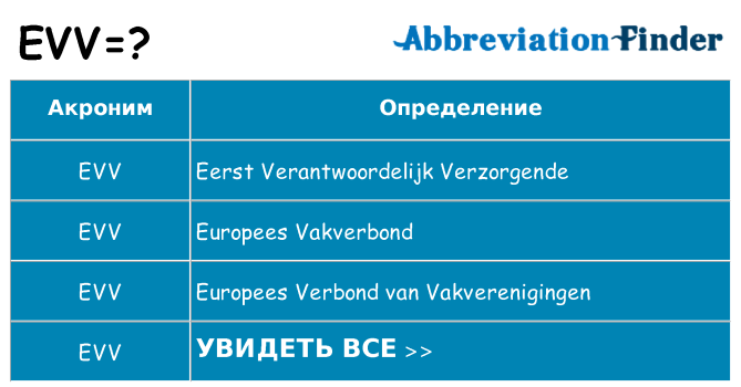 Что означает аббревиатура evv