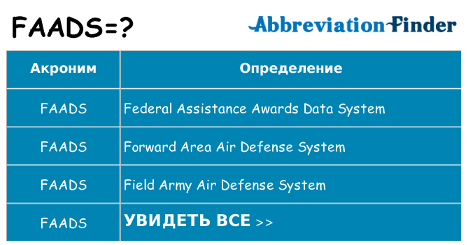 Что означает аббревиатура faads