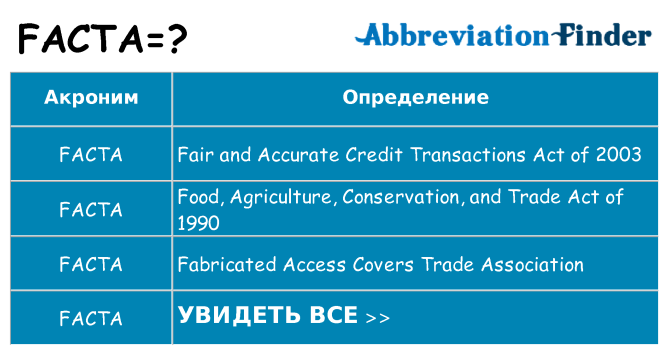 Что означает аббревиатура facta