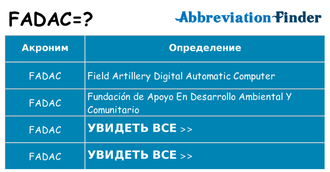 Что означает аббревиатура fadac