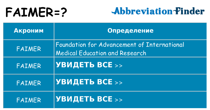 Что означает аббревиатура faimer