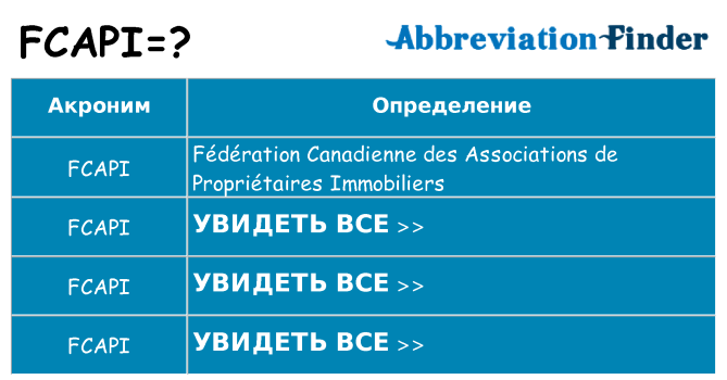 Что означает аббревиатура fcapi