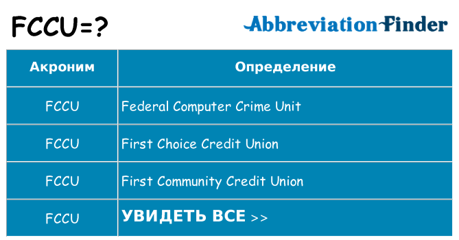 Что означает аббревиатура fccu