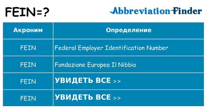 Что означает аббревиатура fein