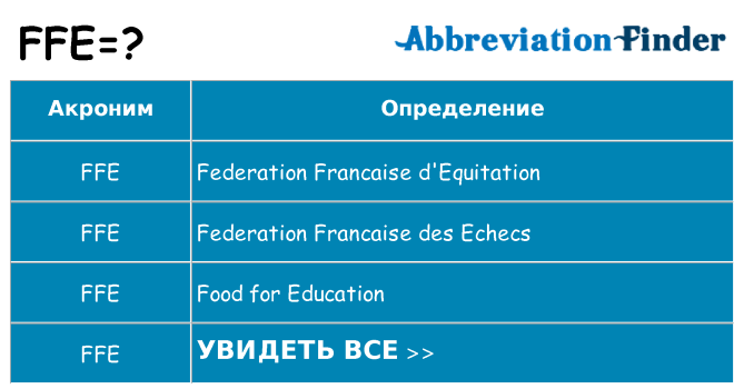Что означает аббревиатура ffe