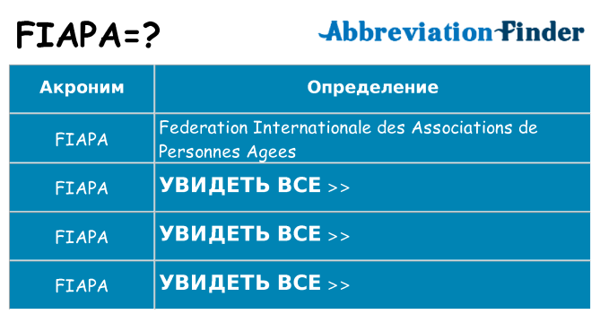 Что означает аббревиатура fiapa