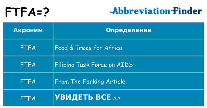 Что означает аббревиатура ftfa
