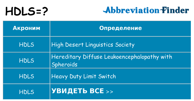 Что означает аббревиатура hdls