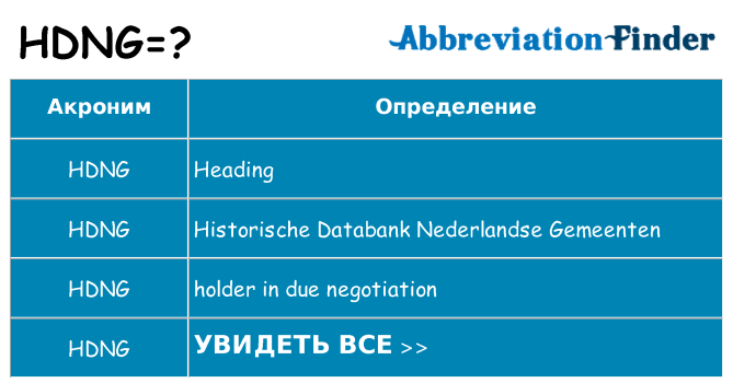Что означает аббревиатура hdng