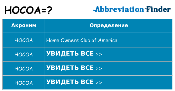 Что означает аббревиатура hocoa