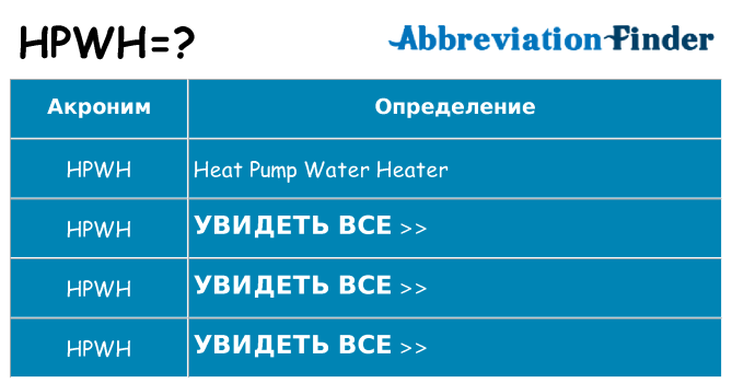 Что означает аббревиатура hpwh