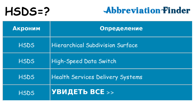 Что означает аббревиатура hsds