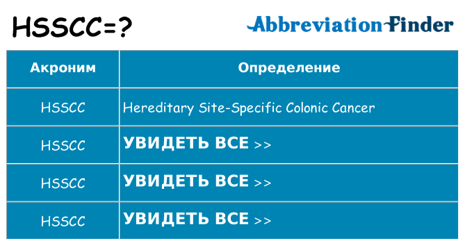 Что означает аббревиатура hsscc