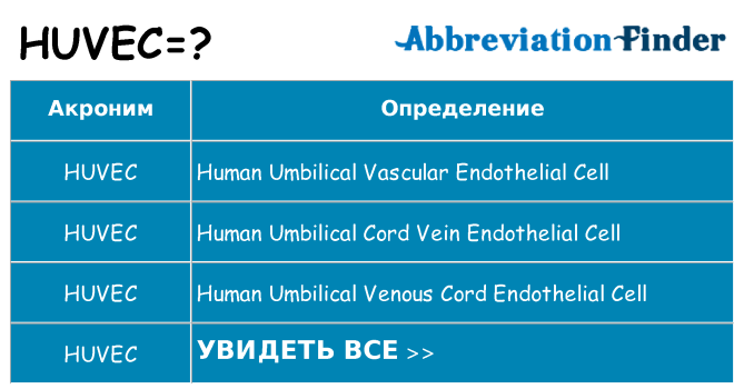 Что означает аббревиатура huvec
