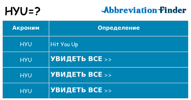 Что означает аббревиатура hyu