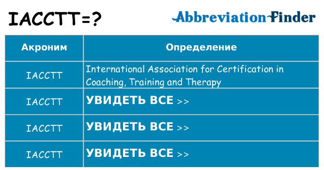 Что означает аббревиатура iacctt